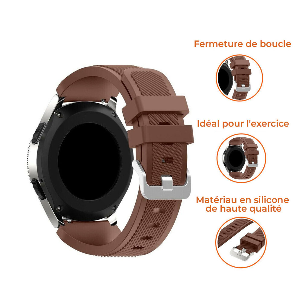 Strap-it Strap-it Bracelet silicone Samsung Galaxy Watch 4 44mm (marron café)