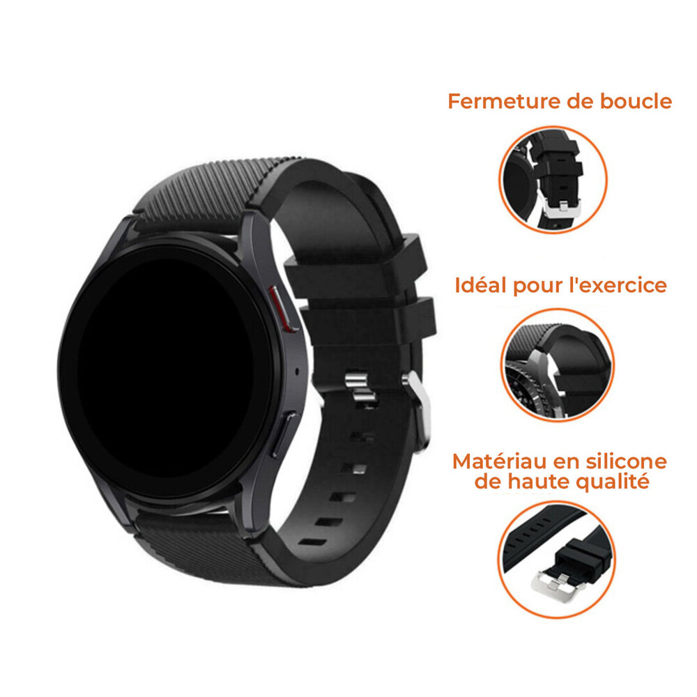 Strap-it Strap-it Bracelet silicone Samsung Galaxy Watch 4 44mm (noir)