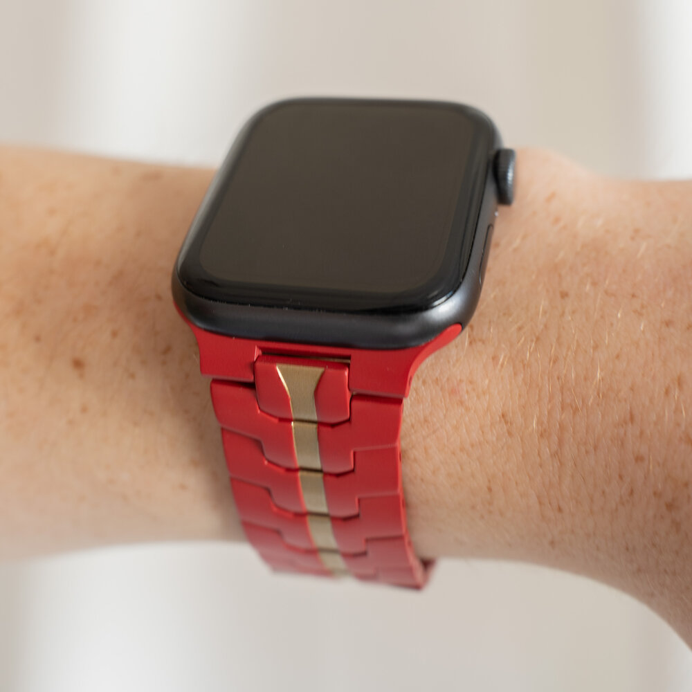 Strap-it Strap-it Bracelet acier Iron Apple Watch (rouge/or)