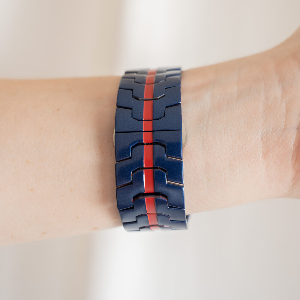 Strap-it Strap-it Bracelet acier Iron Apple Watch (bleu/rouge)