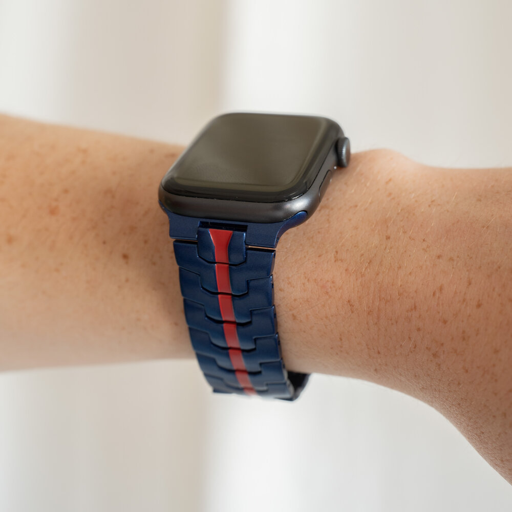 Strap-it Strap-it Bracelet acier Iron Apple Watch (bleu/rouge)