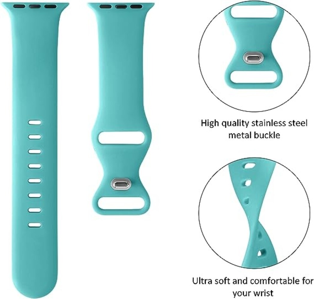 Strap-it Strap-it Bracelet silicone classique Apple Watch (aqua)