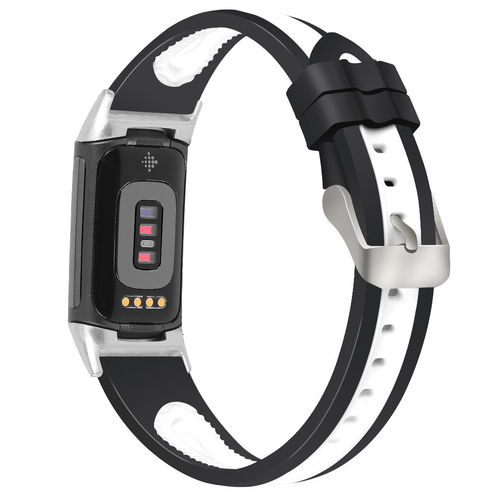 Strap-it Strap-it Bracelet sport avec boucle Fitbit Charge 6 (noir/blanc)