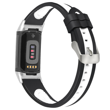 Strap-it Strap-it Bracelet sport avec boucle Fitbit Charge 6 (noir/blanc)