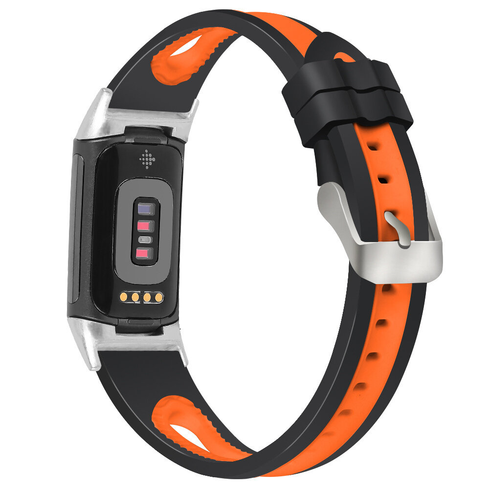 Strap-it Strap-it Bracelet sport avec boucle Fitbit Charge 6 (noir/orange)