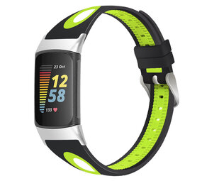 Strap-it Bracelet sport avec boucle Fitbit Charge 6 (noir/jaune)