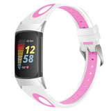 Strap-it Bracelet sport avec boucle Fitbit Charge 6 (blanc/rose)