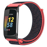 Strap-it Bracelet nylon Fitbit Charge 6 (corail/noir)
