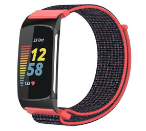 Strap-it Bracelet nylon Fitbit Charge 6 (corail/noir)