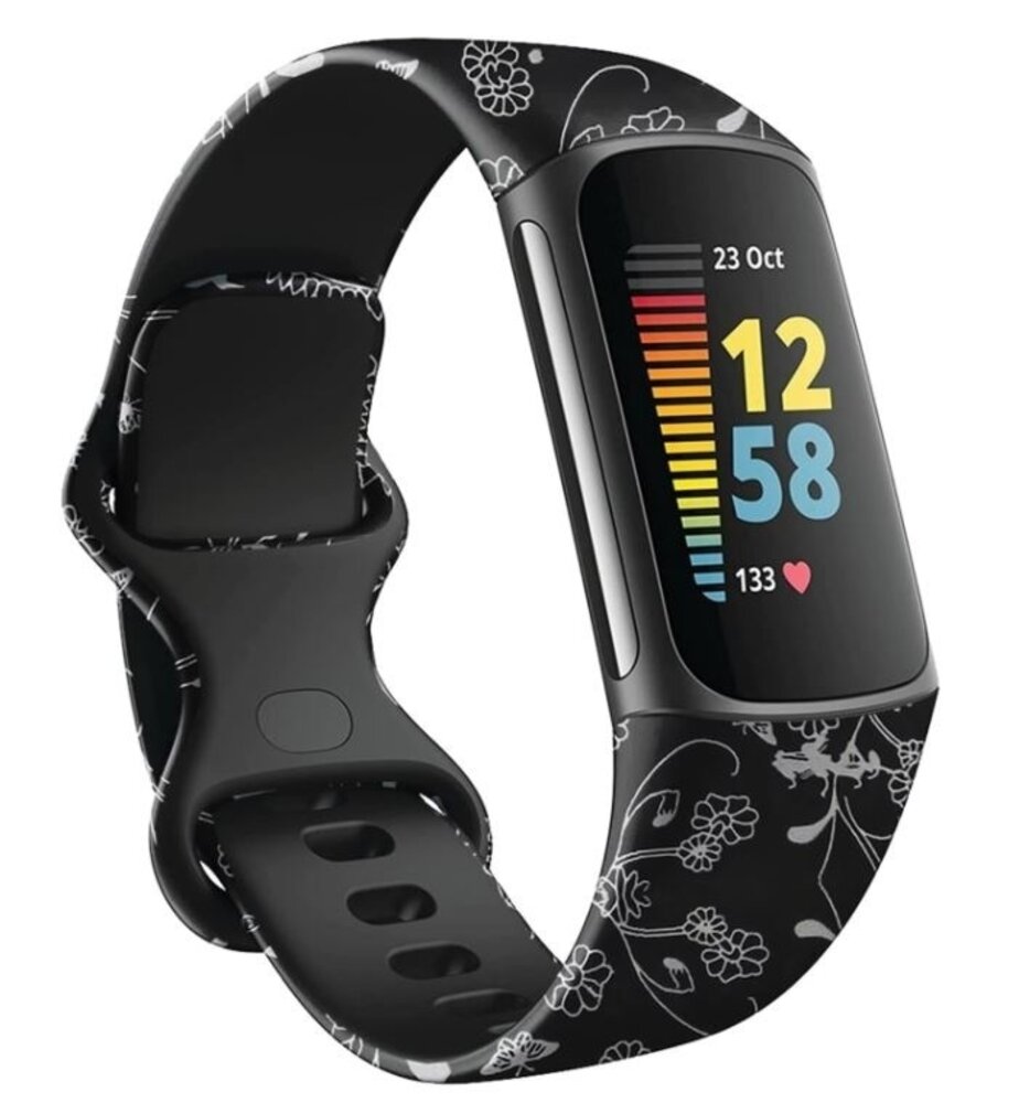 Strap-it Strap-it Bracelet Black Floral Fitbit Charge 6