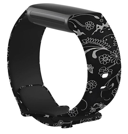 Strap-it Strap-it Bracelet Black Floral Fitbit Charge 6