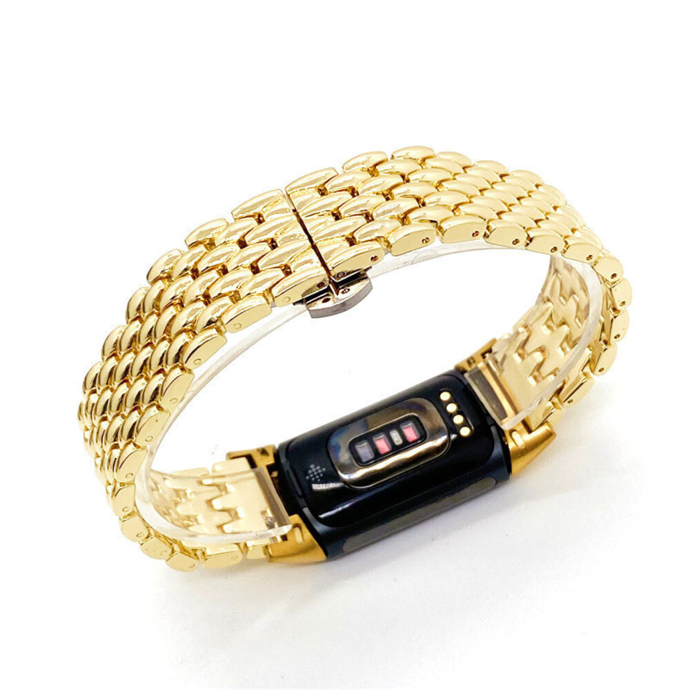 Strap-it Strap-it Bracelet acier dragon Fitbit Charge 6 (or)