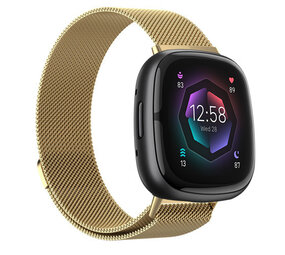 Strap-it Bracelet Milanaise Fitbit Sense 2 (or)