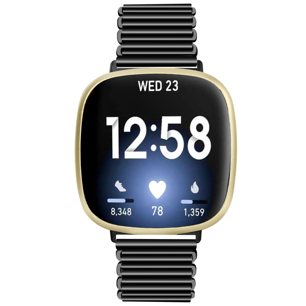 Strap-it Strap-it Bracelet acier boucle Fitbit Versa 4 (noir)