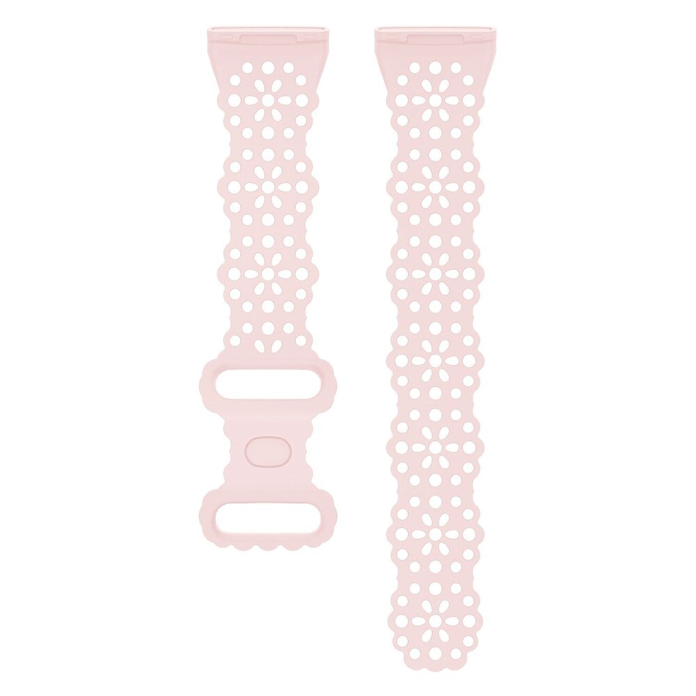 Strap-it Strap-it Bracelet silicone avec motif Fitbit Versa 4 (rose clair)