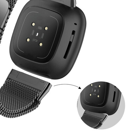 Bandz Bandz Bracelet milanais loop Fitbit Versa 3 (noir)