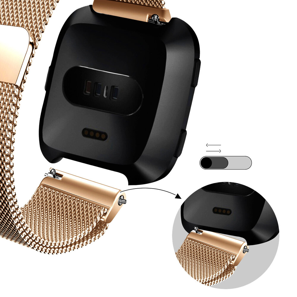 Bandz Bandz Bracelet milanais loop Fitbit Versa (or rose)