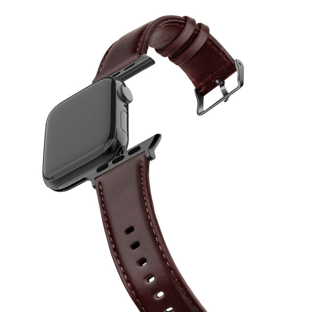 Bandz Bandz Bracelet cuir véritable Apple Watch (marron foncé)