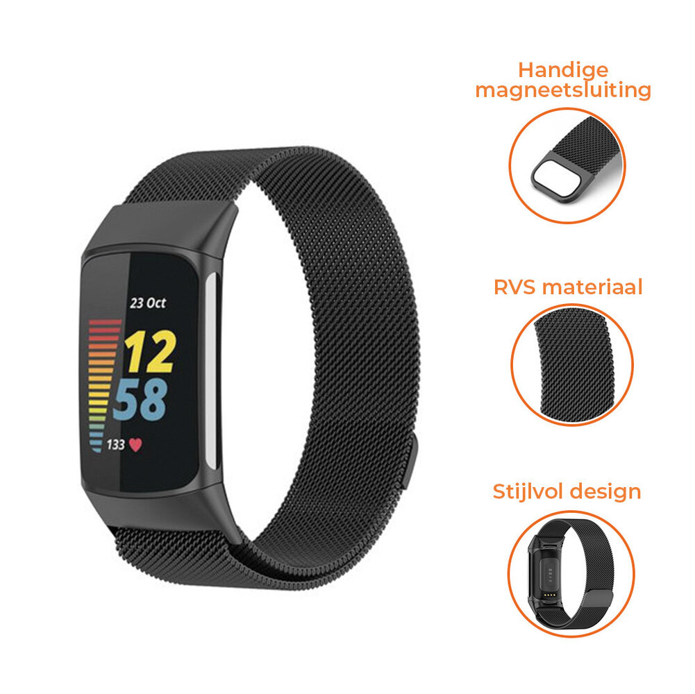 Bracelet milanais pour Fitbit Charge 6, noir