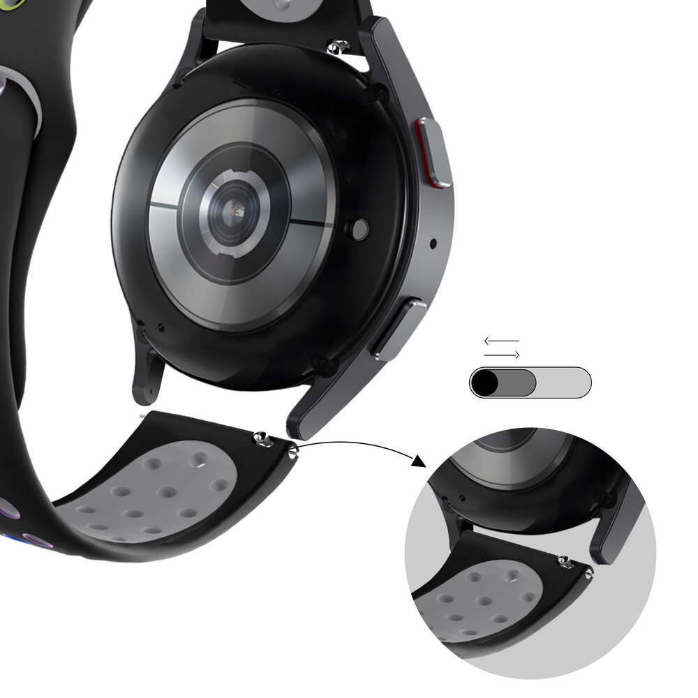 Bandz Bandz Bracelet sport "Deluxe" Samsung Galaxy Watch 6 - 44mm (noir/arc-en-ciel)