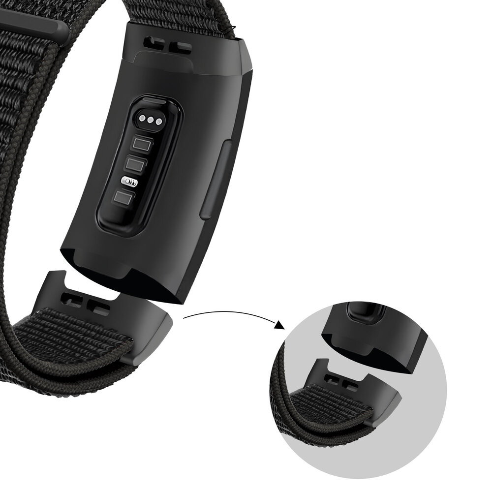 Bandz Bandz Bracelet nylon loop Fitbit Charge 4 (noir)