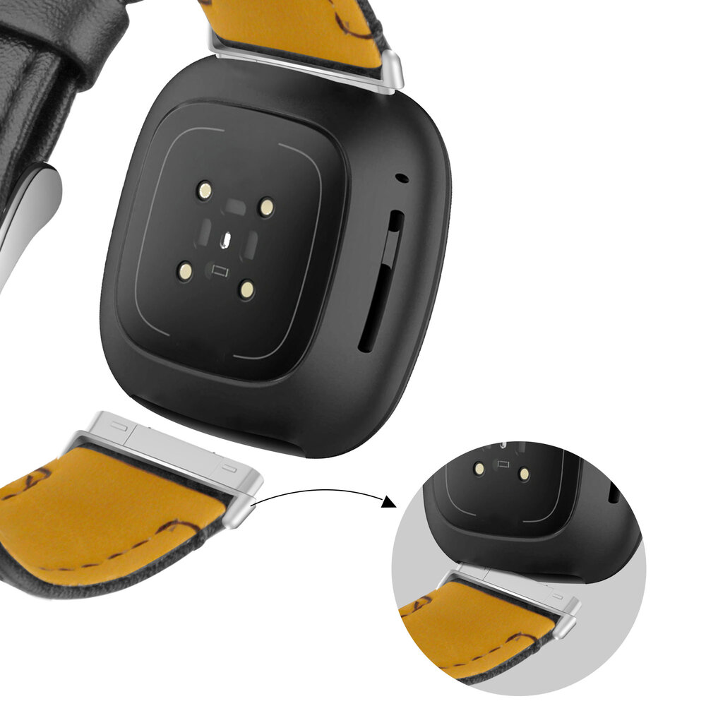 Bandz Bandz Bracelet cuir 'Deluxe' Fitbit Sense (noir)