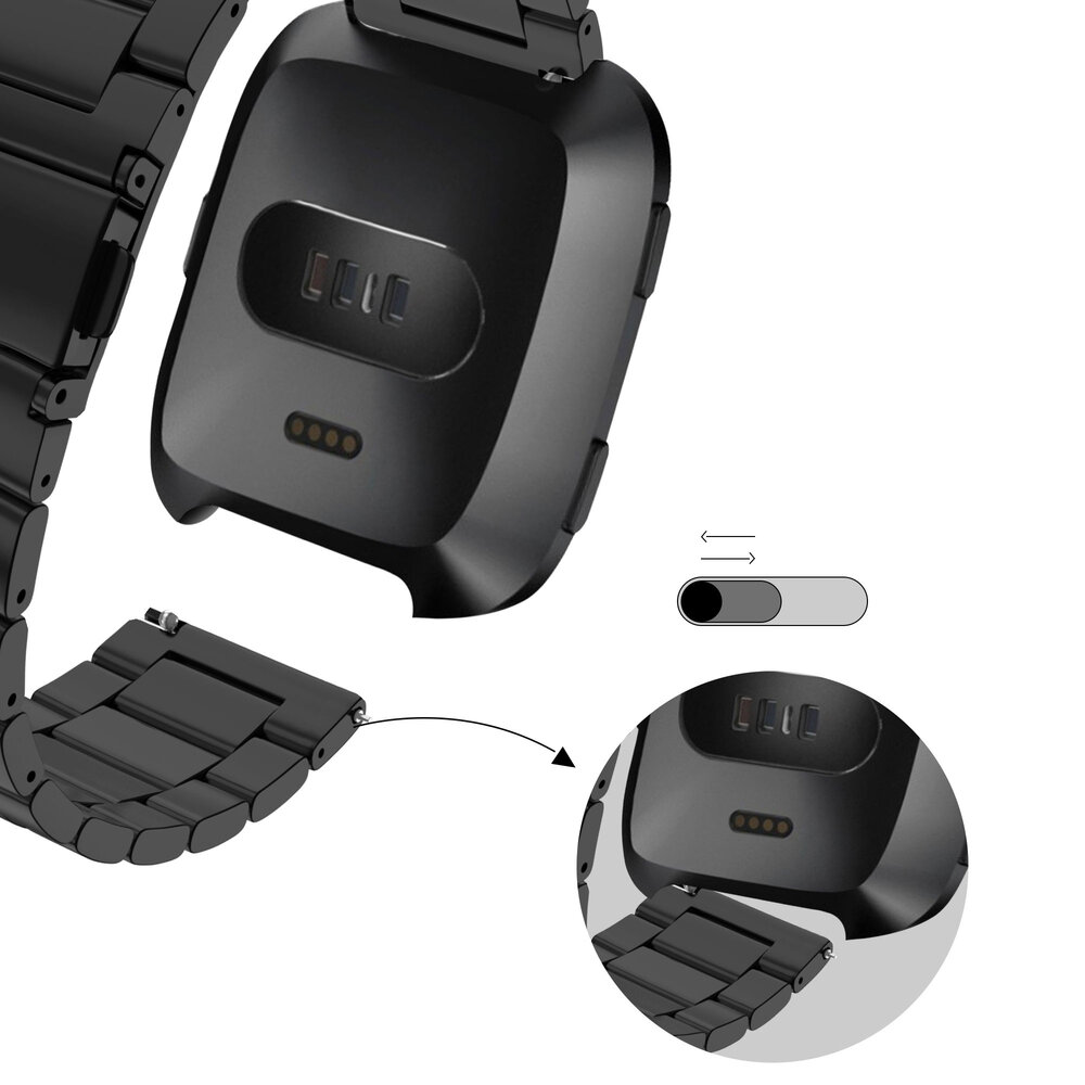 Bandz Bandz Bracelet acier 'Classic' Fitbit Versa (noir)