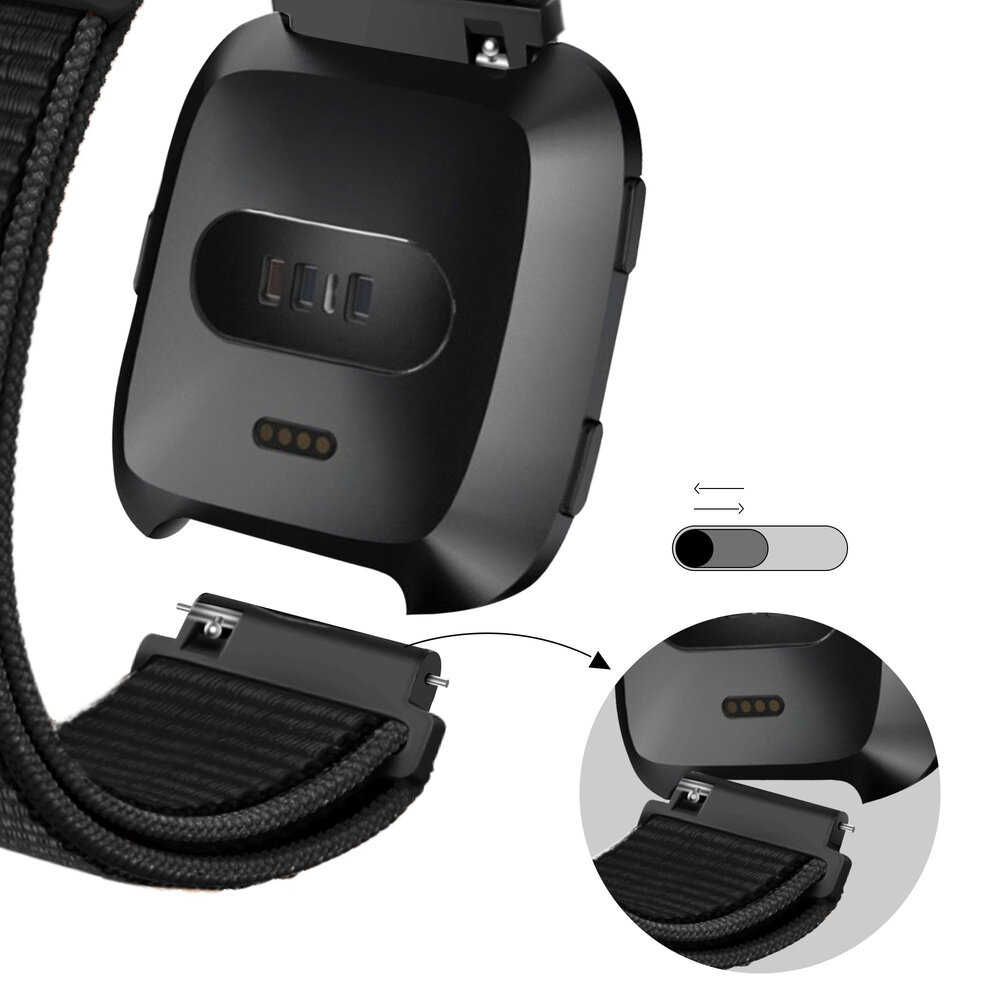 Bandz Bandz Bracelet nylon loop Fitbit Versa (noir)