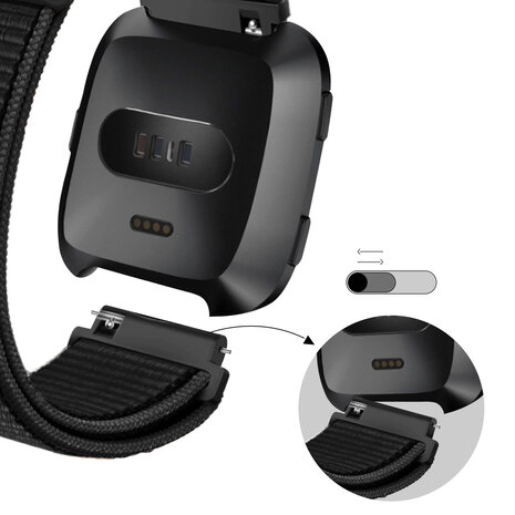 Bandz Bandz Bracelet nylon loop Fitbit Versa (noir)