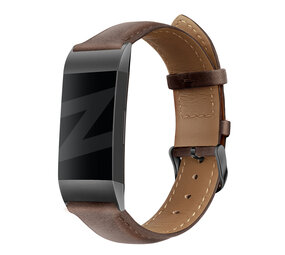 Bandz Bandz Bracelet cuir véritable Fitbit Charge 3 (marron foncé)