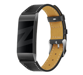 Bandz Bandz Bracelet cuir "Deluxe" Fitbit Charge 3 (noir)