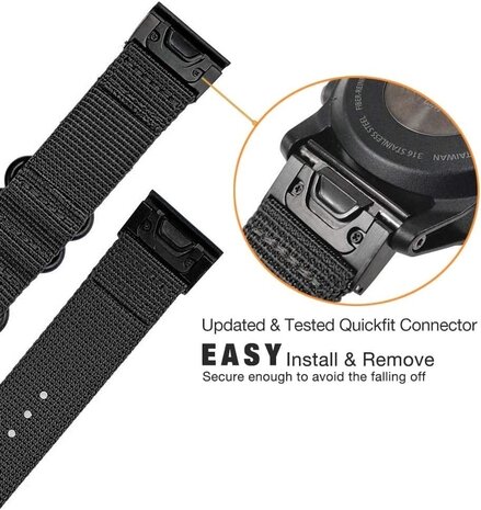 Strap-it Strap-it Bracelet nylon á boucle Garmin Forerunner 945 (noir)