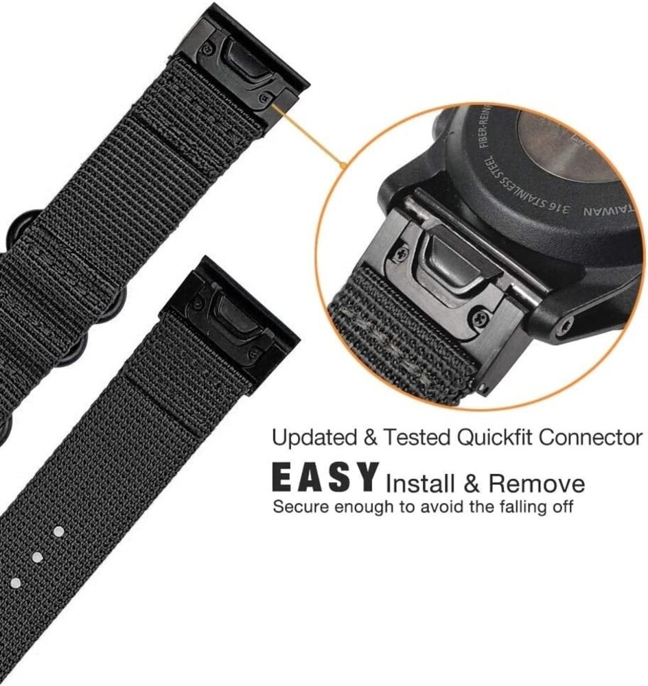 Strap-it Strap-it Bracelet nylon á boucle Garmin Forerunner 965 (noir)