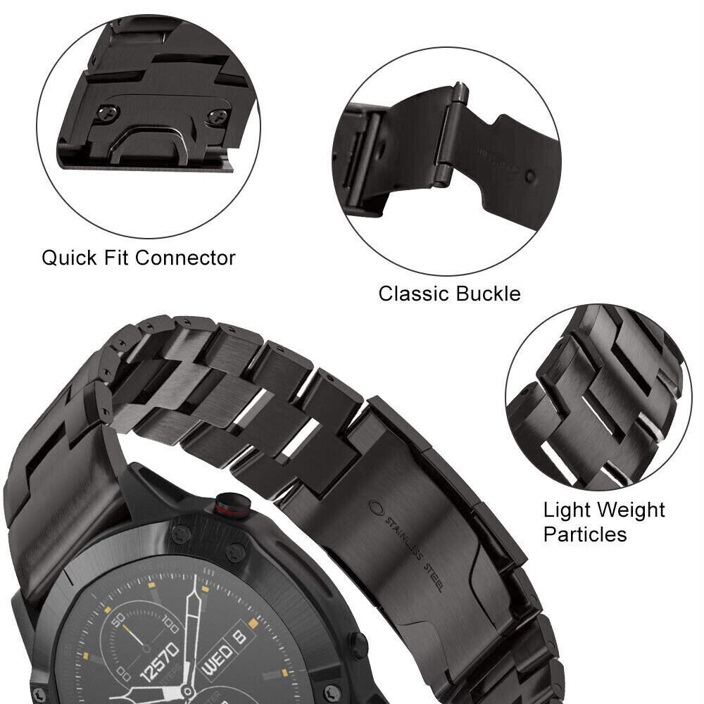Bracelet de montre Compatible avec Garmin Fenix 3/HR, Acier inoxydable -  Noir, Montre, à la Fnac