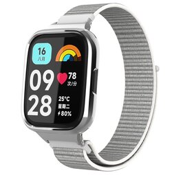Strap-it Bracelet nylon Redmi Watch 3 Active / Lite (blanc-gris)