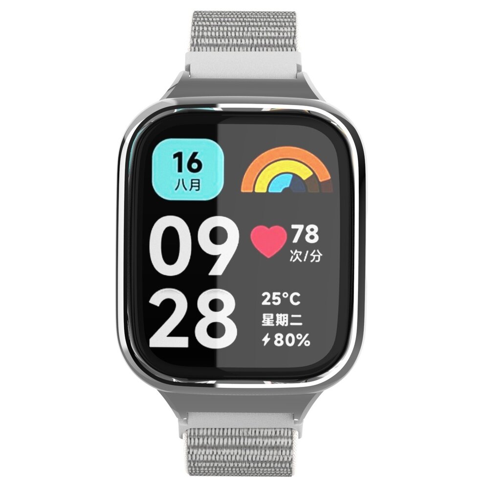 Strap-it Strap-it Bracelet nylon Redmi Watch 3 Active / Lite (blanc-gris)