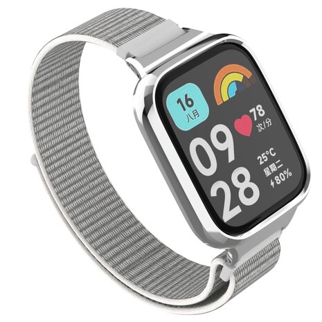 Strap-it Strap-it Bracelet nylon Redmi Watch 3 Active / Lite (blanc-gris)