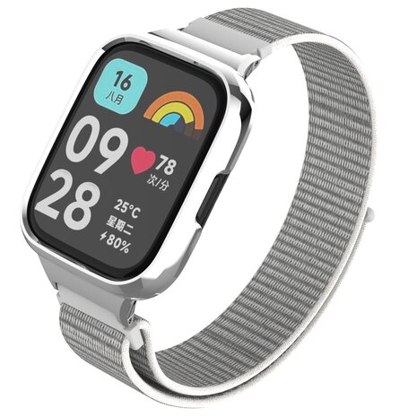 Strap-it Strap-it Bracelet nylon Redmi Watch 3 Active / Lite (blanc-gris)