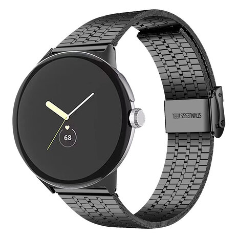 Strap-it Strap-it Bracelet acier de luxe Google Pixel Watch 1/2 (noir)