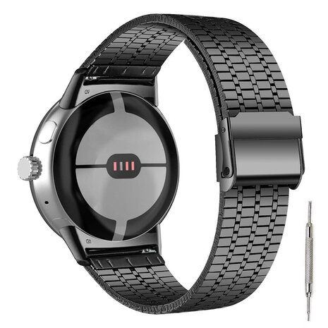 Strap-it Strap-it Bracelet acier de luxe Google Pixel Watch 1/2 (noir)