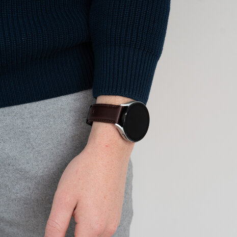 Bandz Bandz Bracelet cuir 'Classic' Amazfit Bip 3 (Pro) (brun foncé)