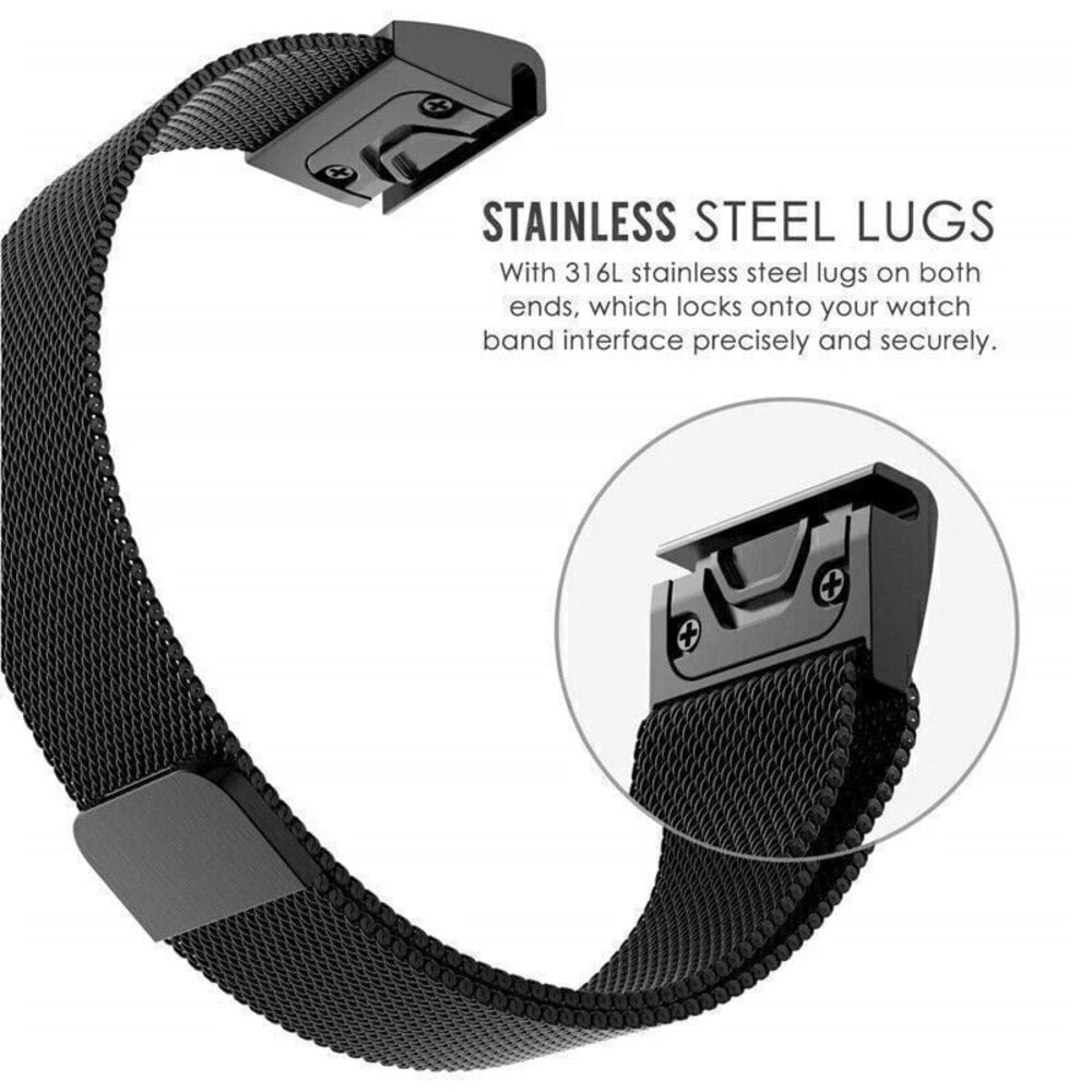 Strap-it Strap-it Bracelet milanais Garmin Epix Pro (Gen 2) 51mm (noir)