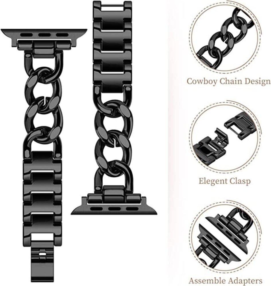 Strap-it Strap-it Bracelet chaîne acier Apple Watch (noir)