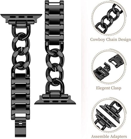 Strap-it Strap-it Bracelet chaîne acier Apple Watch (noir)