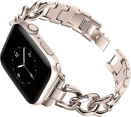 Strap-it Strap-it Bracelet chaîne acier Apple Watch (lumiére stellaire)