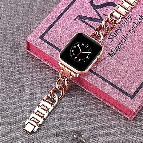 Strap-it Strap-it Bracelet chaîne acier Apple Watch (or rose)