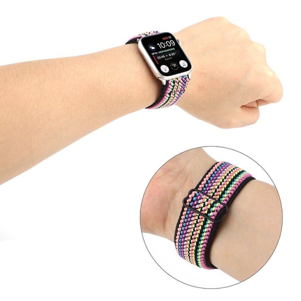 Strap-it Strap-it Bracelet élastique Apple Watch (rayures colorées)