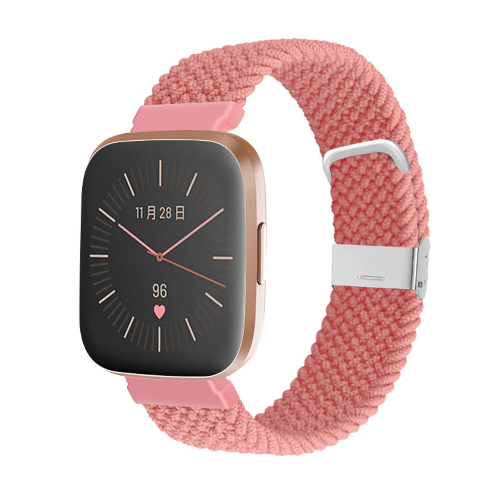 Strap-it Strap-it Bracelet nylon tressé Fitbit Versa (rose)
