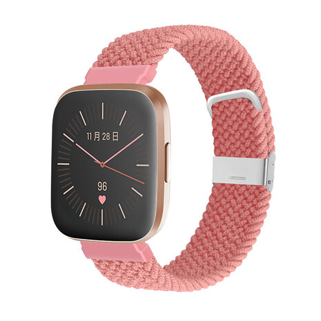 Strap-it Strap-it Bracelet nylon tressé Fitbit Versa (rose)