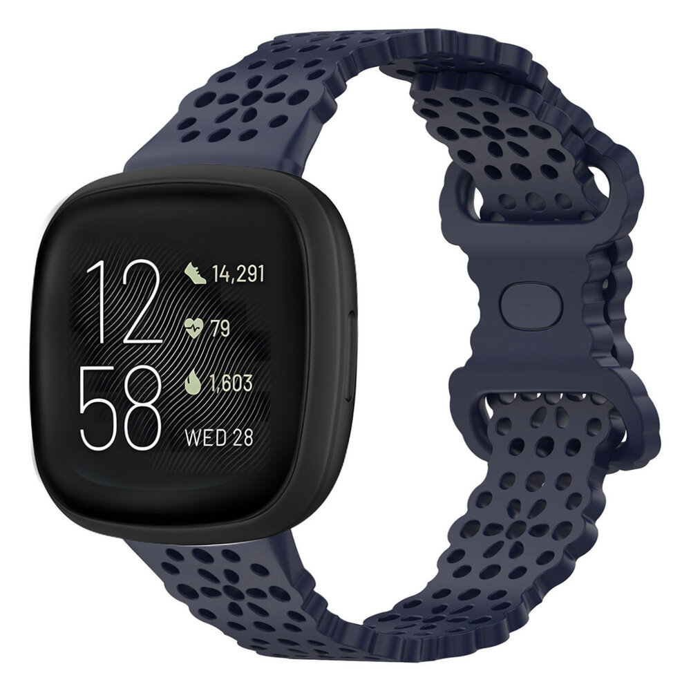 Strap-it Strap-it Bracelet silicone avec motif Fitbit Versa 3 (bleu foncé)